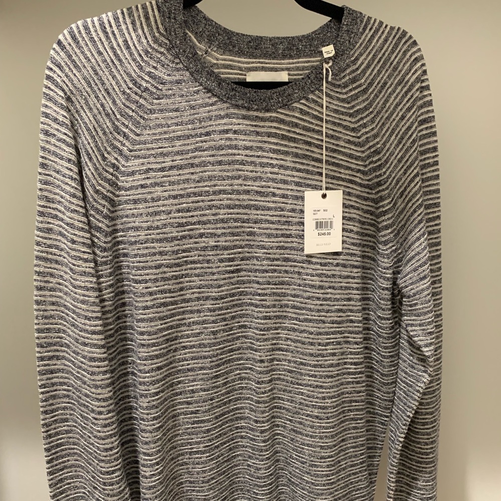 Navy blue and white stripe sweater NWT